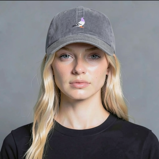 Pigeon Embroidered Cap – “City Walker” Cotton Adjustable Hat (Unisex)
