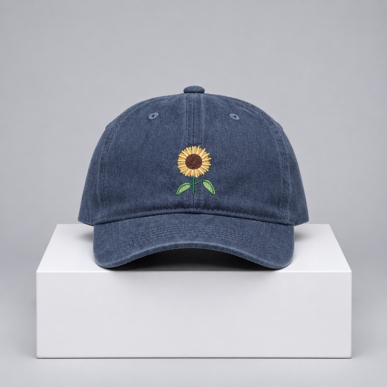 Sunflower Embroidered Cap – “Golden Bloom” Cotton Adjustable Hat (Unisex)