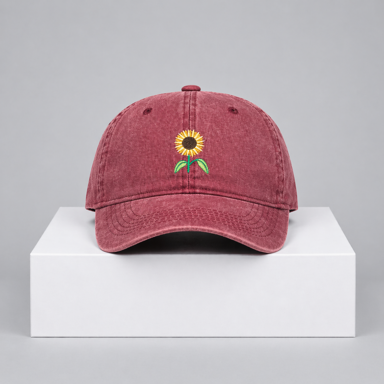 Sunflower Embroidered Cap – “Golden Bloom” Cotton Adjustable Hat (Unisex)
