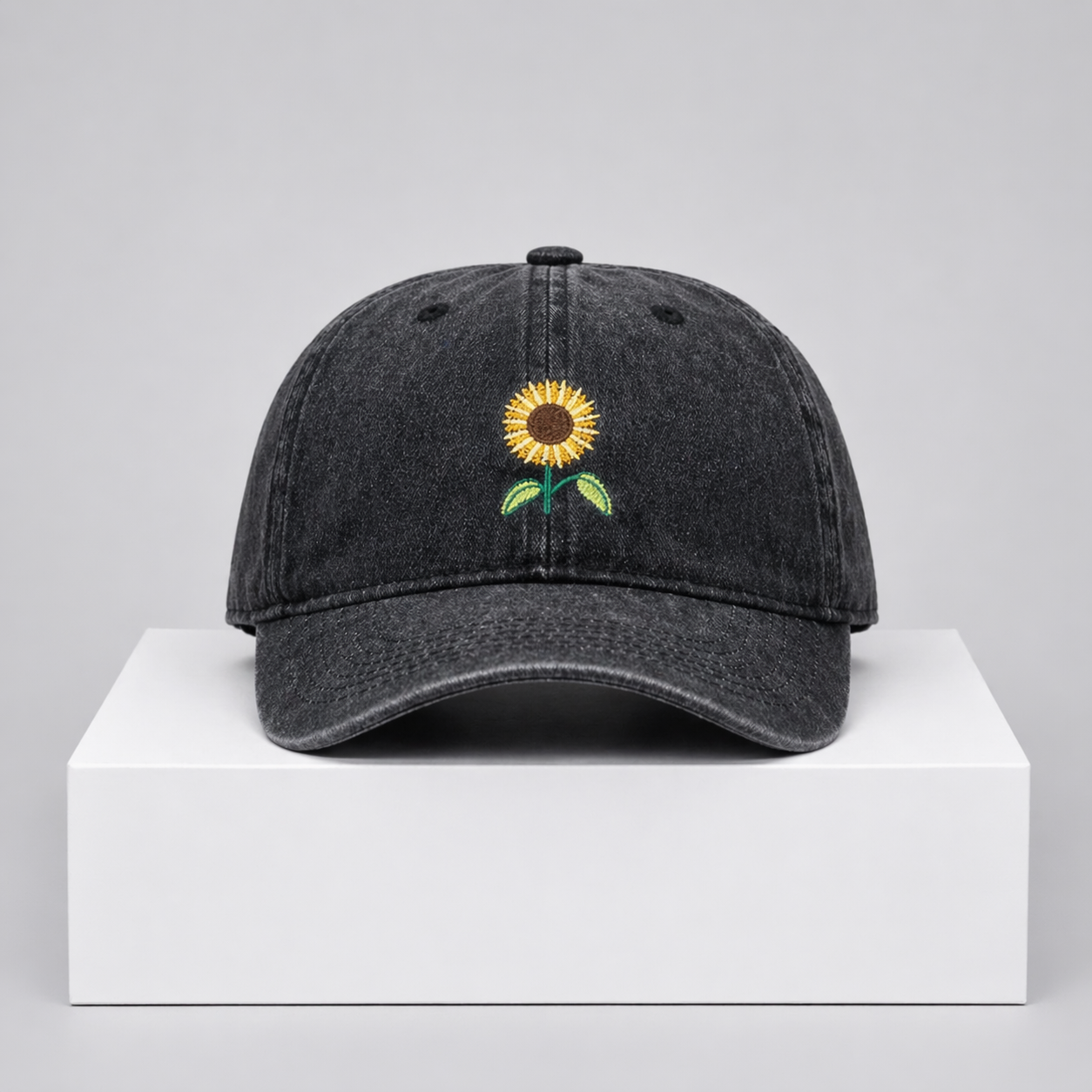Sunflower Embroidered Cap – “Golden Bloom” Cotton Adjustable Hat (Unisex)