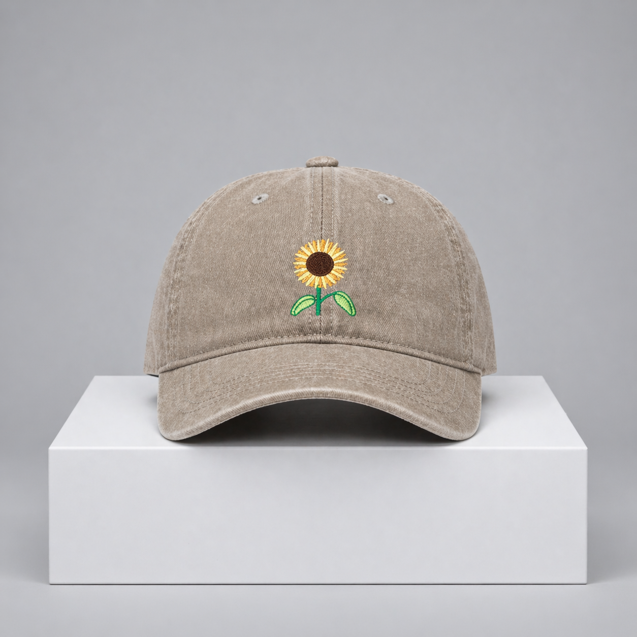 Sunflower Embroidered Cap – “Golden Bloom” Cotton Adjustable Hat (Unisex)