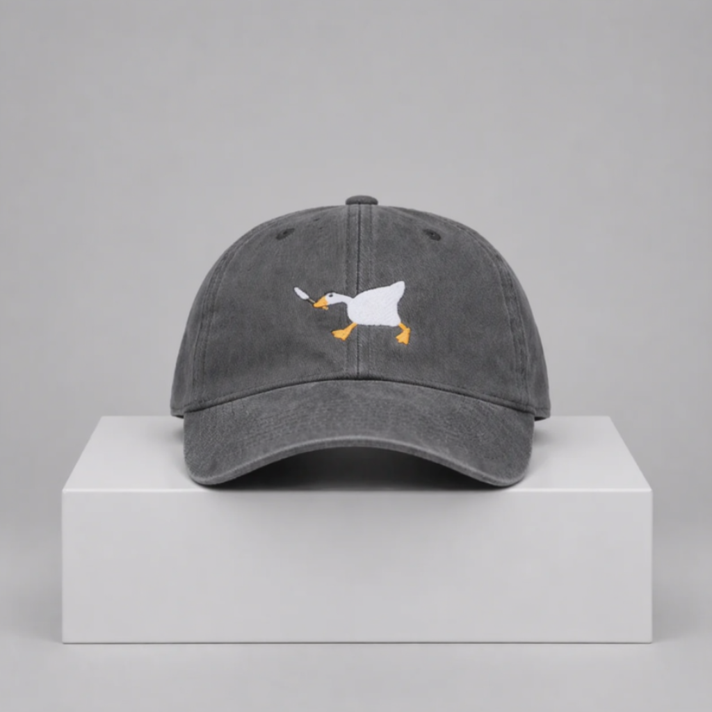 Goose with Knife Embroidered Cap – “Honk Assassin” Cotton Adjustable Hat (Unisex)