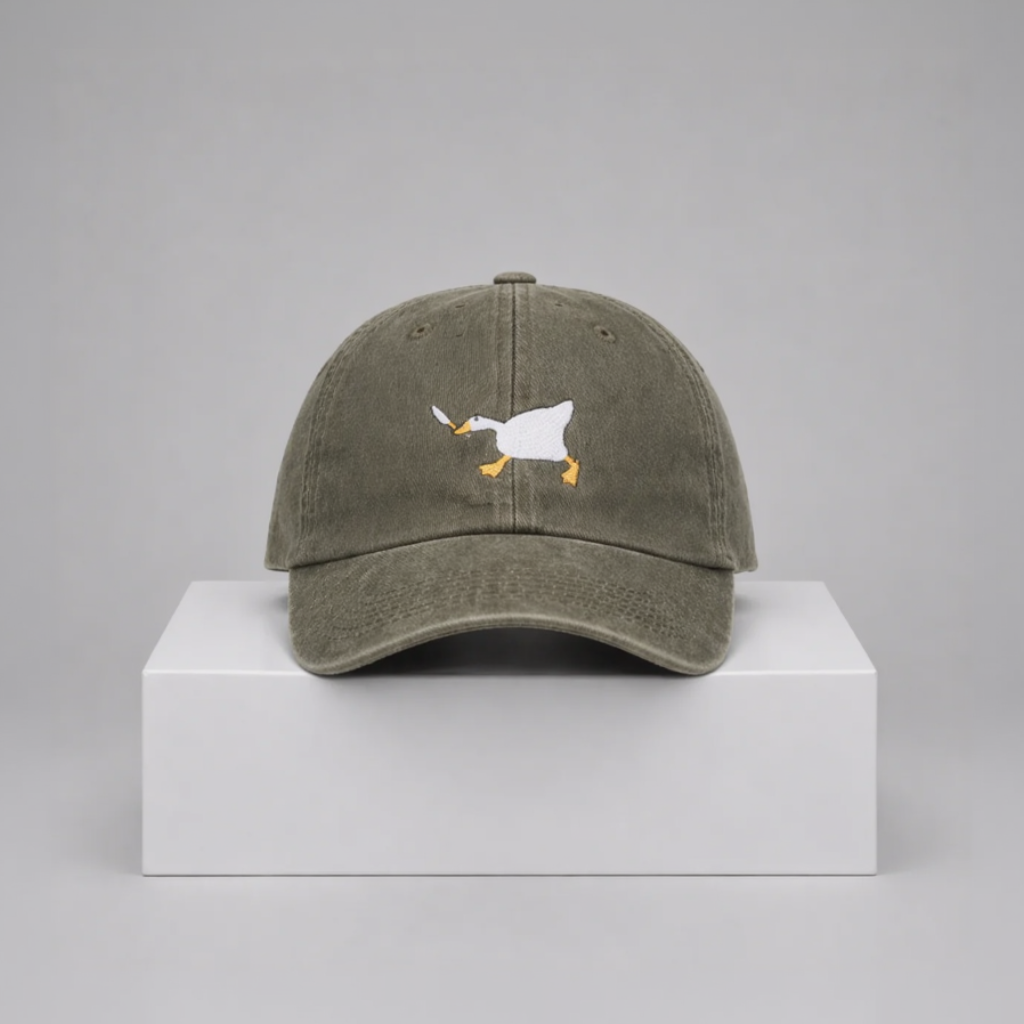 Goose with Knife Embroidered Cap – “Honk Assassin” Cotton Adjustable Hat (Unisex)