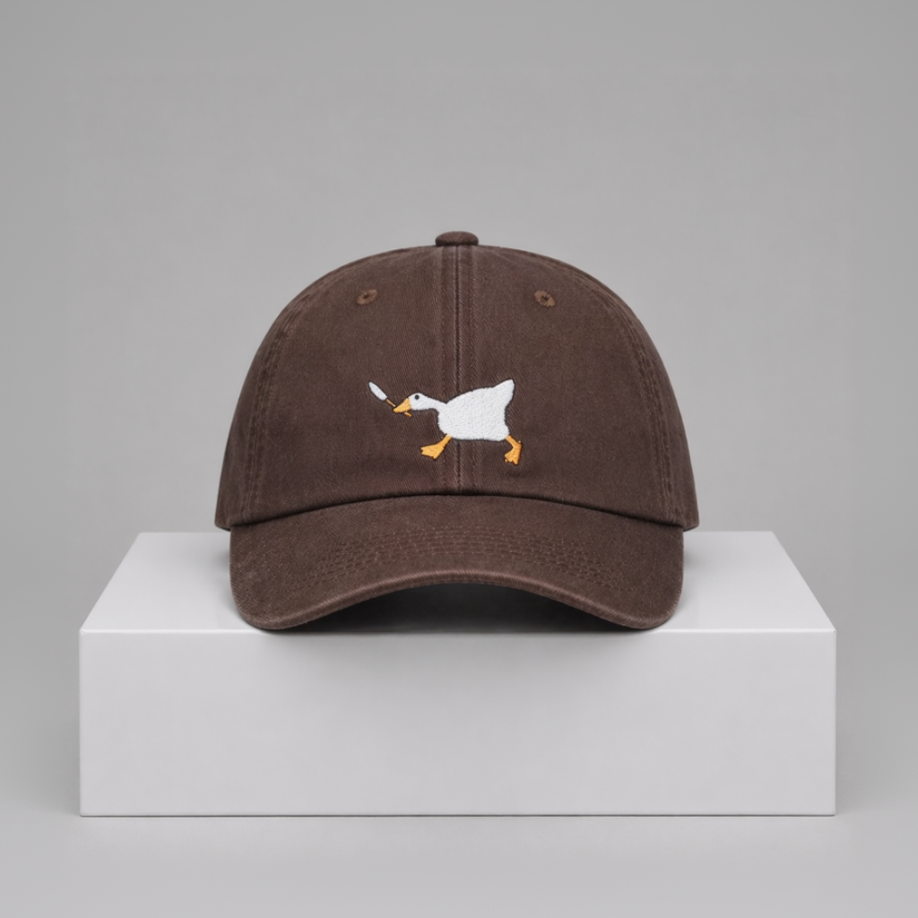 Goose with Knife Embroidered Cap – “Honk Assassin” Cotton Adjustable Hat (Unisex)