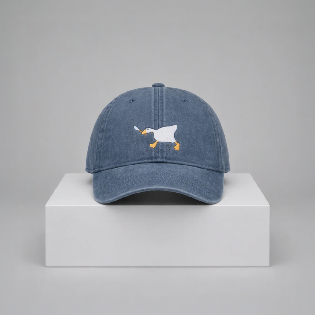 Goose with Knife Embroidered Cap – “Honk Assassin” Cotton Adjustable Hat (Unisex)