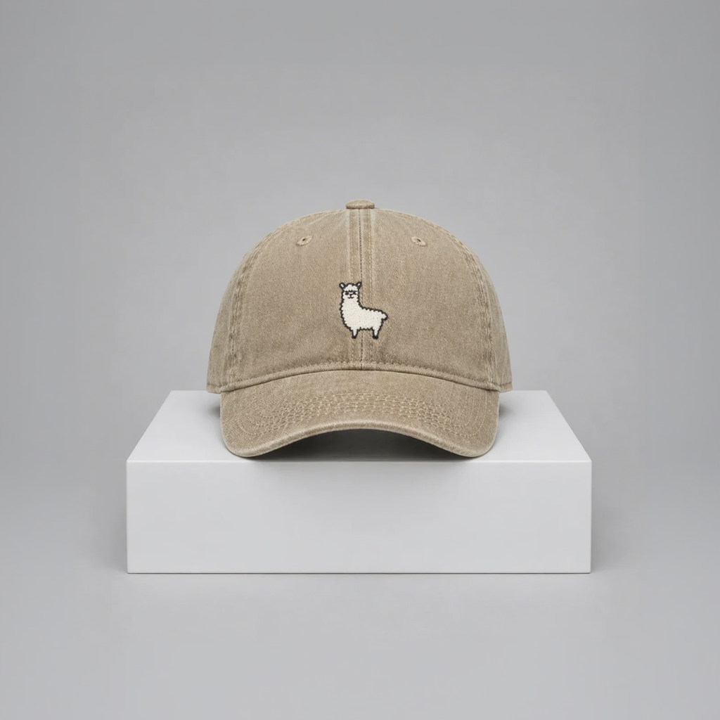 Llama Embroidered Cap – “Quiet Nomad” Cotton Adjustable Hat (Unisex)