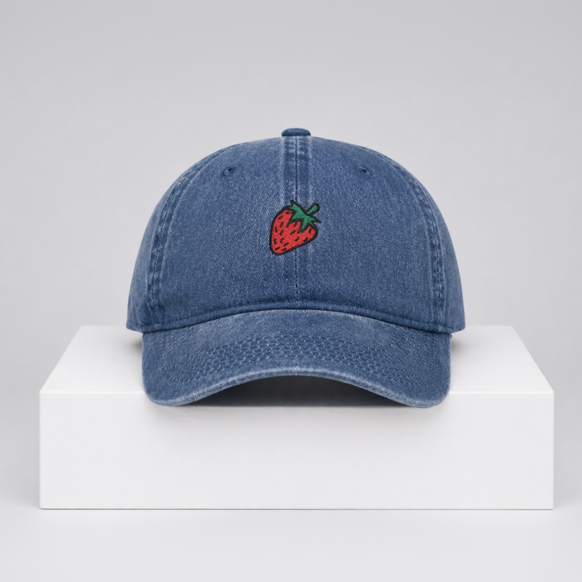 Strawberry Embroidered Cap – “Sweet Spot” Cotton Adjustable Hat (Unisex)