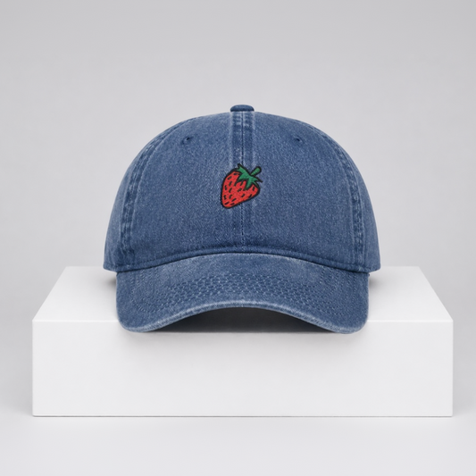 Strawberry Embroidered Cap – “Sweet Spot” Cotton Adjustable Hat (Unisex)