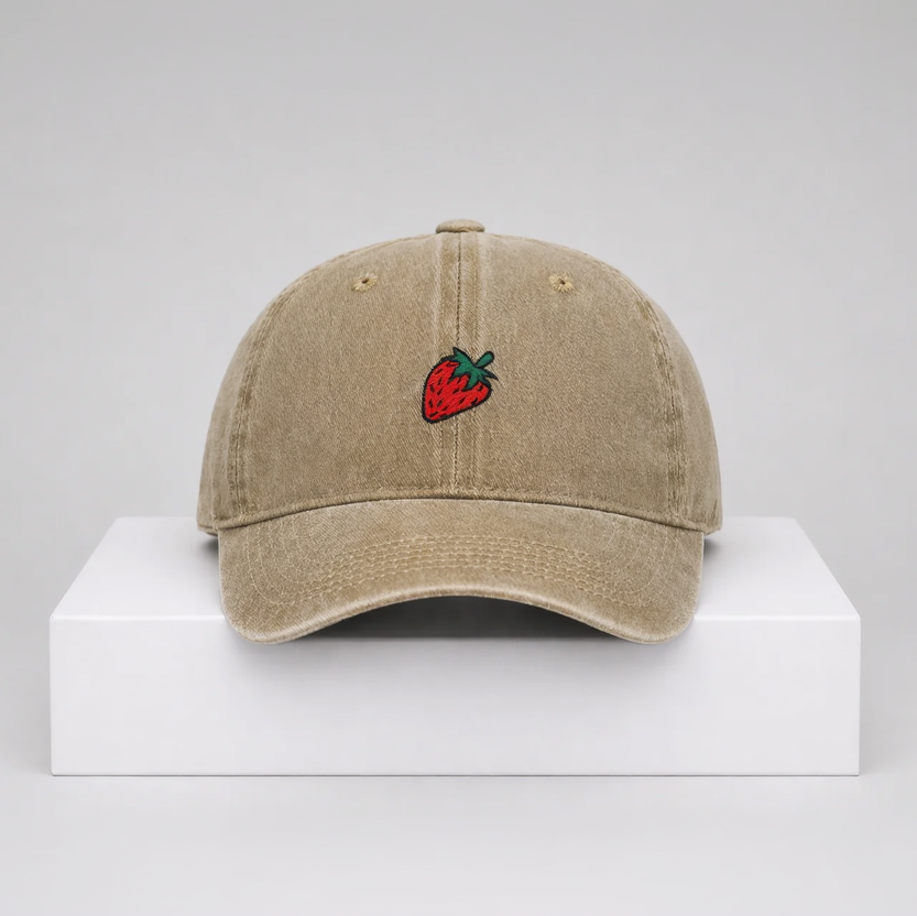 Strawberry Embroidered Cap – “Sweet Spot” Cotton Adjustable Hat (Unisex)