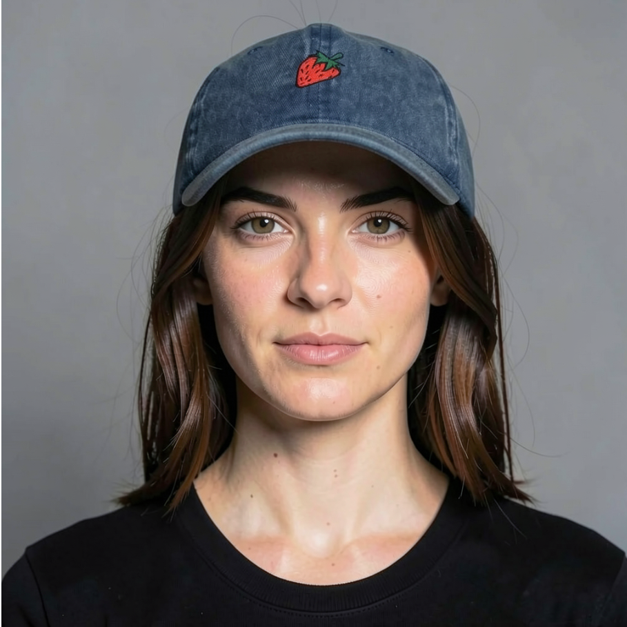 Strawberry Embroidered Cap – “Sweet Spot” Cotton Adjustable Hat (Unisex)